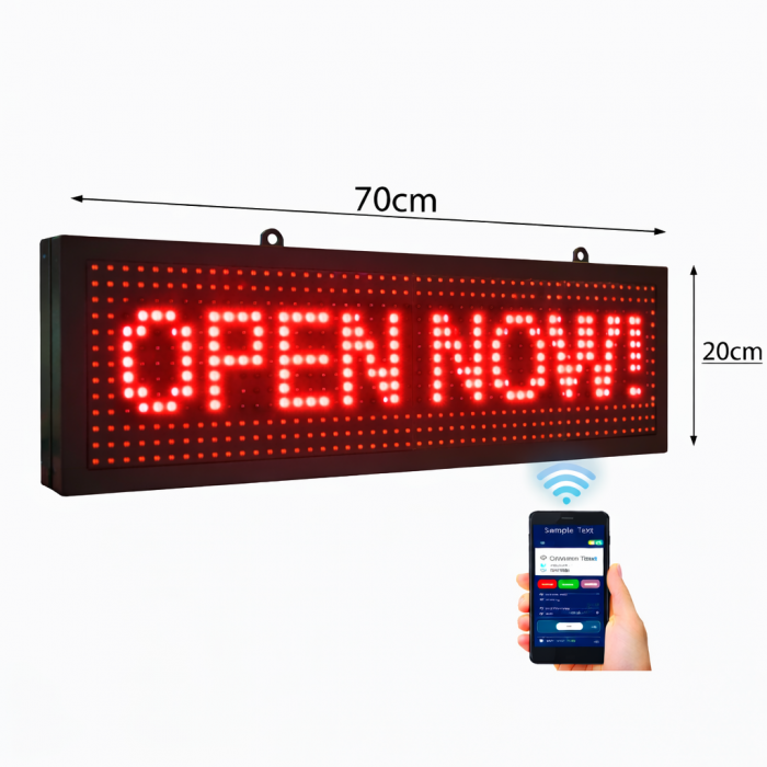 κυλιόμενη πινακίδα led κόκκινη 70x20cm wifi πινακίδα καταστήματος