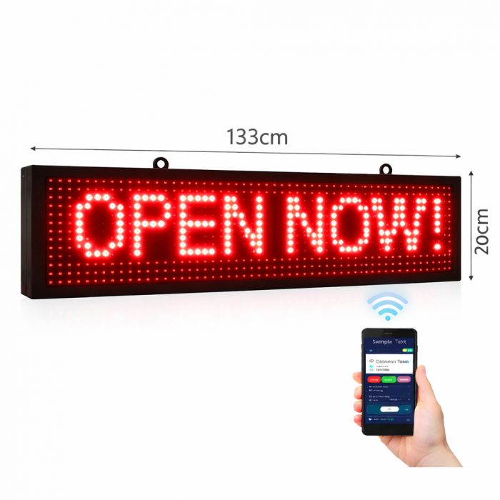 WiFi Κυλιόμενη Πινακίδα LED Μονής Όψης Αδιάβροχη SDS-8793 133x20cm Κόκκινο