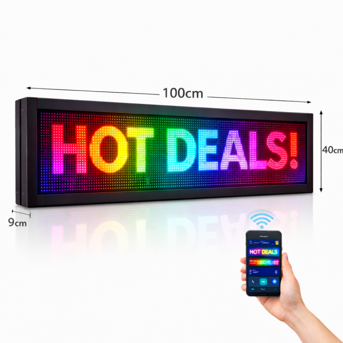 Κυλιόμενη Πινακίδα LED με Wifi Μονής Όψης 100x40cm RGB