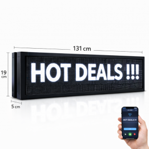 Κυλιόμενη Πινακίδα LED με Wifi Μονής Όψης 131x19cm Λευκό