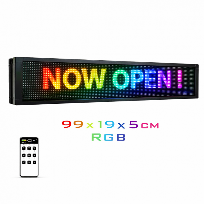 Wifi Κυλιόμενη Πινακίδα LED Μονής Όψης 99x19cm RGB