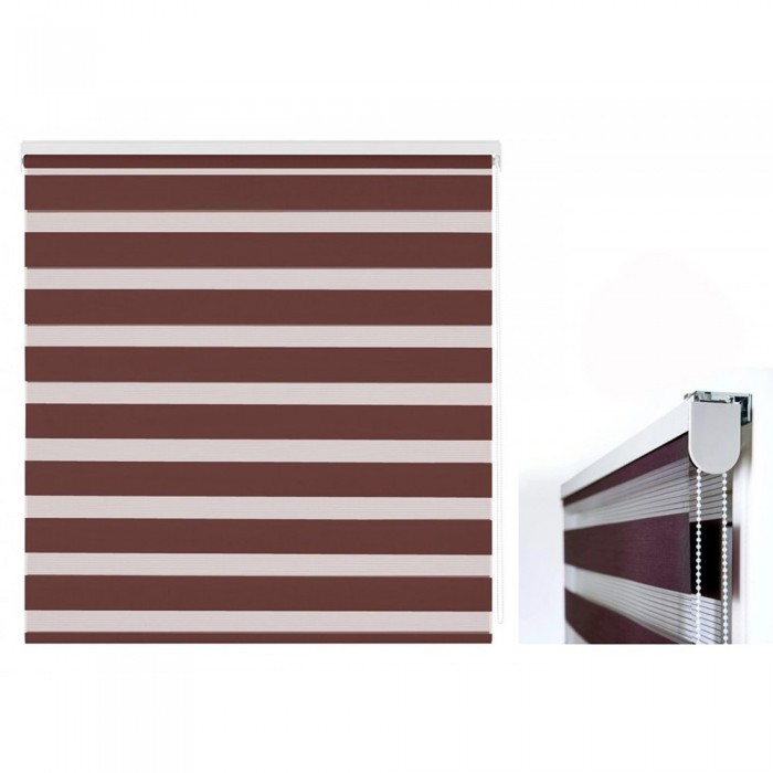 ρόλερ σκίασης zebra καφέ λευκό 100x180 στόρι παραθύρου