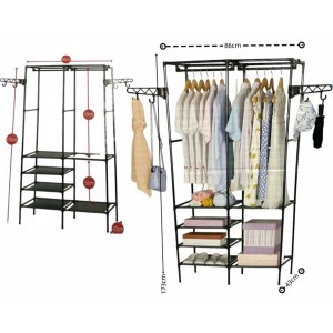 Κρεμάστρα Μεταλλική Ρούχων με ράφια 86x43x173cm ForHome 80566959