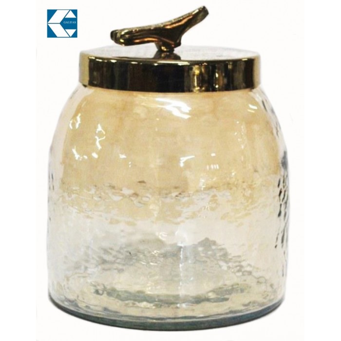 Διακοσμητική Γυάλινη Μελί Φοντανιέρα 13x13x14cm