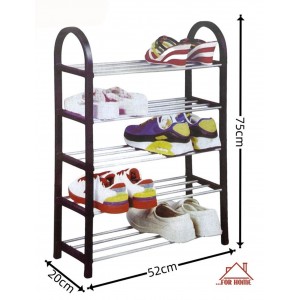Παπουτσοθήκη με 5 Ράφια Μαύρο-Ασημί 52x20x75cm ForHome 80566943