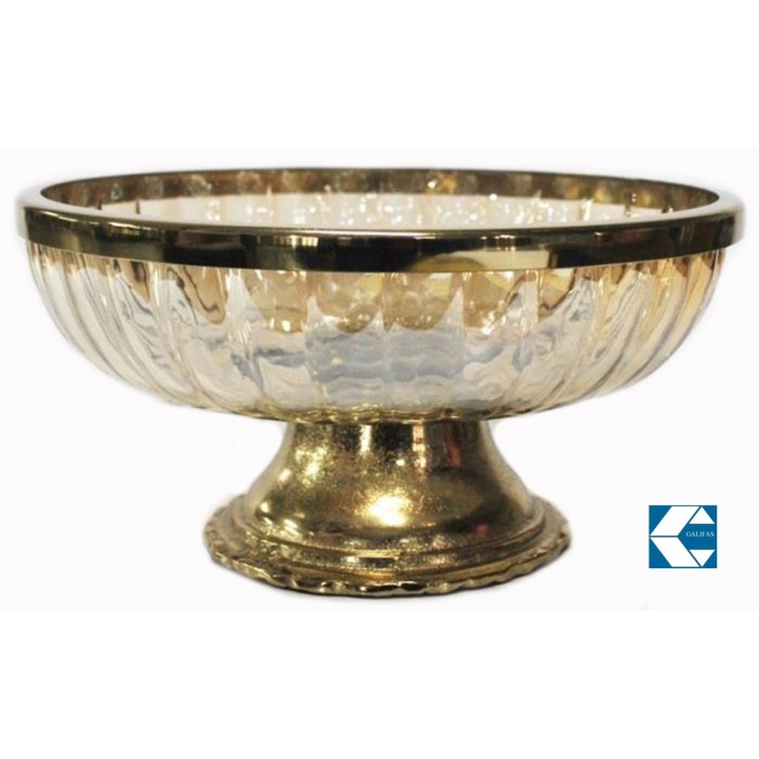 Κουπ Γυάλινο Μελί Με Μεταλλική Βάση 26x26x14cm Galifas