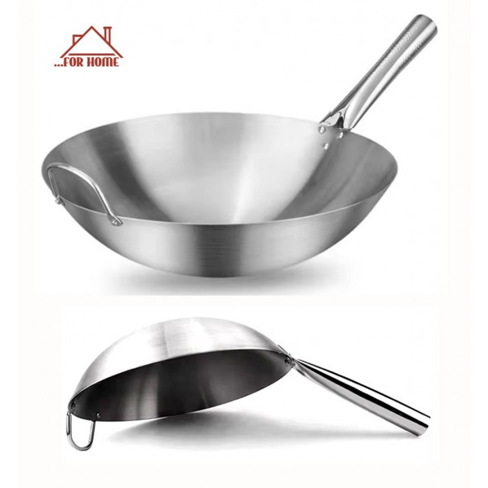 Wok από Ανοξείδωτο Ατσάλι 38cm ForHome 9909089