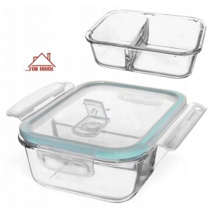 Δοχείο Φαγητού Γυάλινο 1000ml 2 θέσεων 19.8x14.8x6.7cm ForHome 9909096