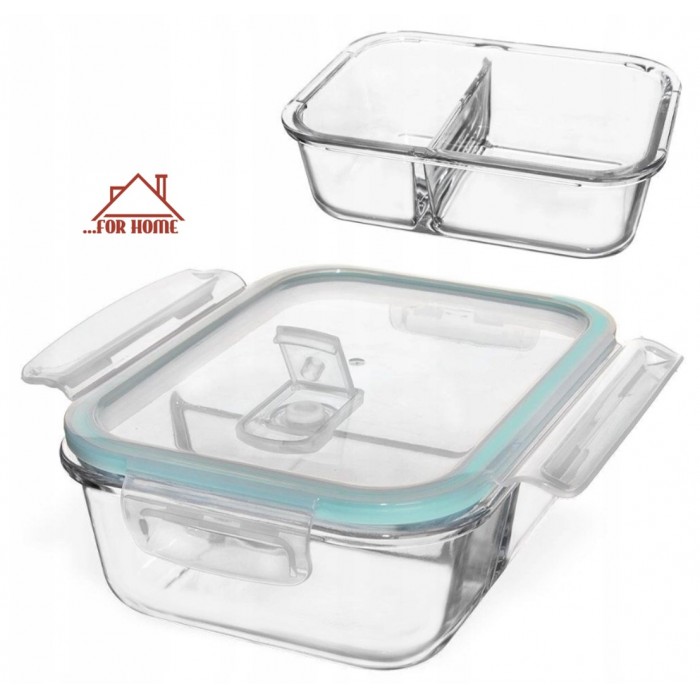 Δοχείο Φαγητού Γυάλινο 1000ml 2 θέσεων 19.8x14.8x6.7cm ForHome