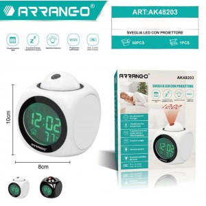Επιτραπέζιο Ψηφιακό Ρολόι με Ξυπνητήρι 8x10cm Arrango AK48203