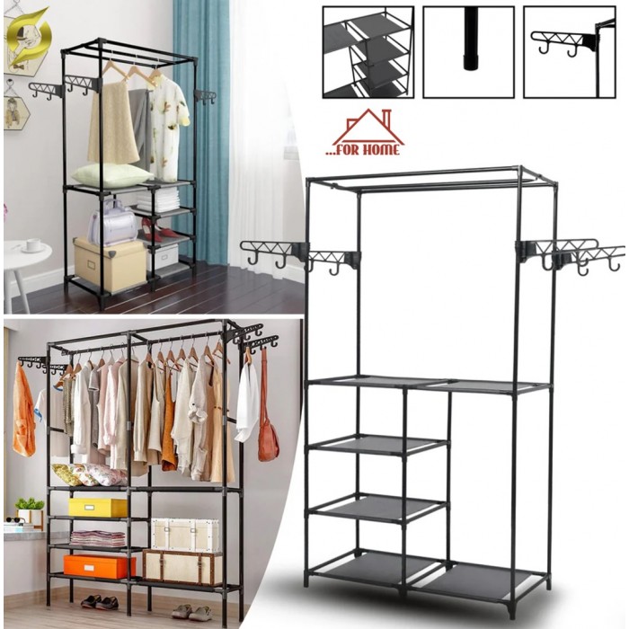 Κρεμάστρα Μεταλλική Ρούχων με ράφια 86x43x173cm ForHome