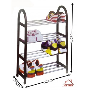Παπουτσοθήκη με 4 Ράφια Μαύρο-Ασημί 52x20x62cm ForHome 80566944
