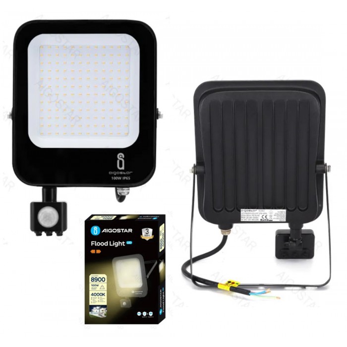 LED προβολέας Με αισθητήρα 100W 8900lm 4000K IP65 Aigostar 521957