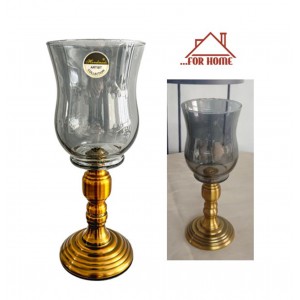 Κηροπήγιο Γυάλινο σε μεταλλική βάση 10x26cm ForHome 321476