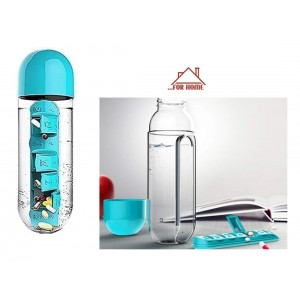 Παγούρι Νερού 600ml με θήκες για χάπια 7.5x23cm ForHome 052032