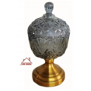 Φοντανιέρα Γυάλινη με Καπάκι και Πόδι 15x28cm Χρυσή ForHome 073166
