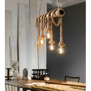 Φωτιστικό Οροφής Ξύλινο με 4 λαπτήρες Ε27 40W 60x124cm 