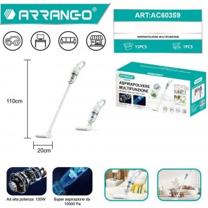 Επαναφορτιζόμενη Σκούπα Stick & Χειρός Λευκή Arrango AC60359