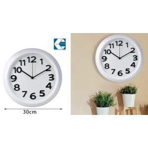 Ρολόι Τοίχου Στρογγυλό Πλαστικό Λευκό 30cm Galifas 12526530