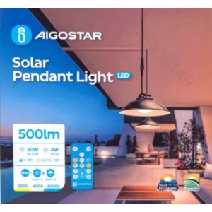 Ηλιακό φωτιστικό κρεμαστό Μαύρο 50W 500lm Aigostar 530953
