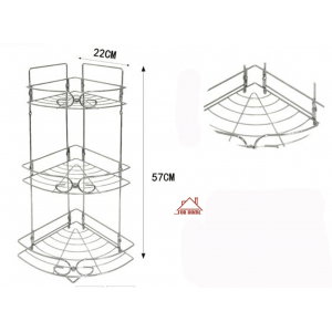 Γωνιακή Ραφιέρα Μπάνιου Μεταλλική Ασημί με 3 Ράφια ForHome 58006259