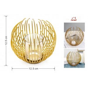 Κηροπήγιο Μεταλλικό Χρυσό 12.5x12.5cm ForHome