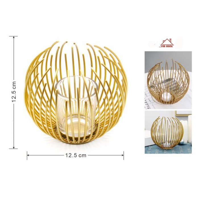 Κηροπήγιο Μεταλλικό Χρυσό 12.5x12.5cm ForHome