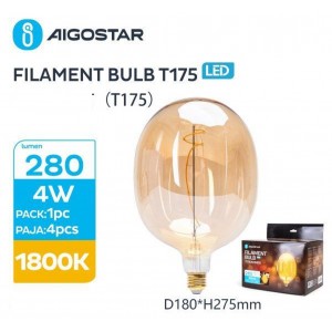 Λάμπα Νήματος LED T175 E27 4W 1800K Aigostar 528712