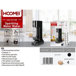 Παρασκευαστής Σόδας 1 λίτρο 26x15x43.5cm Μαύρος Hoomei HM-6978B