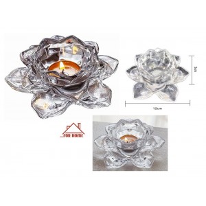 Κηροπήγιο Κρυστάλλινο Λουλούδι 14.5x7cm ForHome 670182