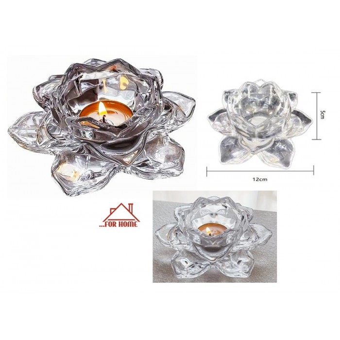 Κηροπήγιο Κρυστάλλινο Λουλούδι 14.5x7cm ForHome 670182
