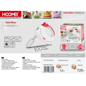 Μίξερ Χειρός 250W Κόκκινο Hoomei HM-6830R