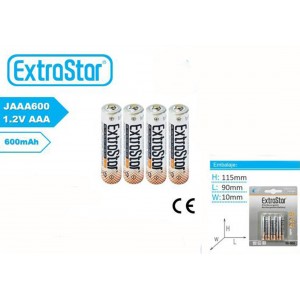 Επαναφορτιζόμενες Μπαταρίες 1.2V AAA 600mAh 4 τεμάχια ExtraStar 160807