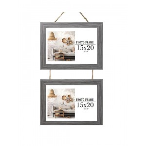 Κορνίζα Ξύλινη 15x20cm Διπλή Κρεμαστή Γκρι Tpster 35546