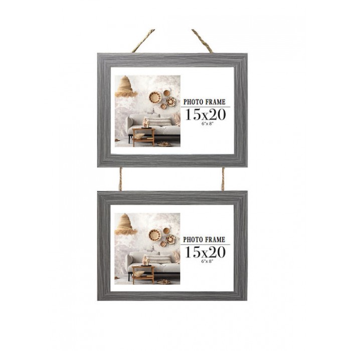 Κορνίζα Ξύλινη 15x20cm Διπλή Κρεμαστή Γκρι Tpster 35546