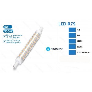 Λάμπα LED για Ντουί R7S 9W 830LM 118mm Θερμό Λευκό 3000K Aigostar 520141