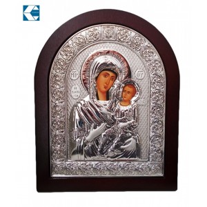 Εικόνα Ξύλινη Παναγία σε Ασημί χρώμα 10x3x13cm Galifas 891041