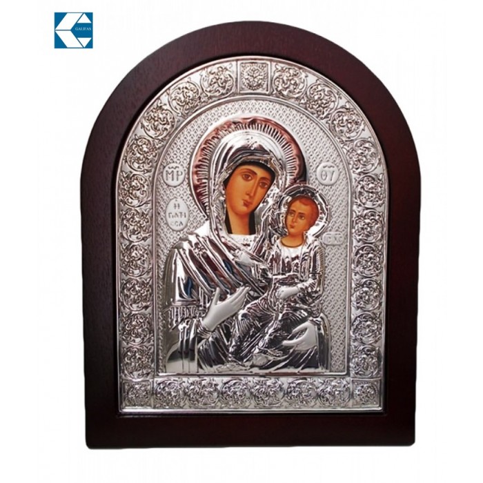 Εικόνα Ξύλινη Παναγία σε Ασημί χρώμα 10x3x13cm Galifas 891041