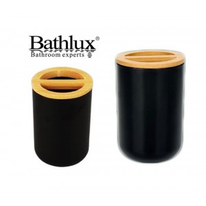 Θήκη Πλαστική για Οδοντόβουρτσες σχέδιο Wooden Black 7x10.5cm Bathlux 71325