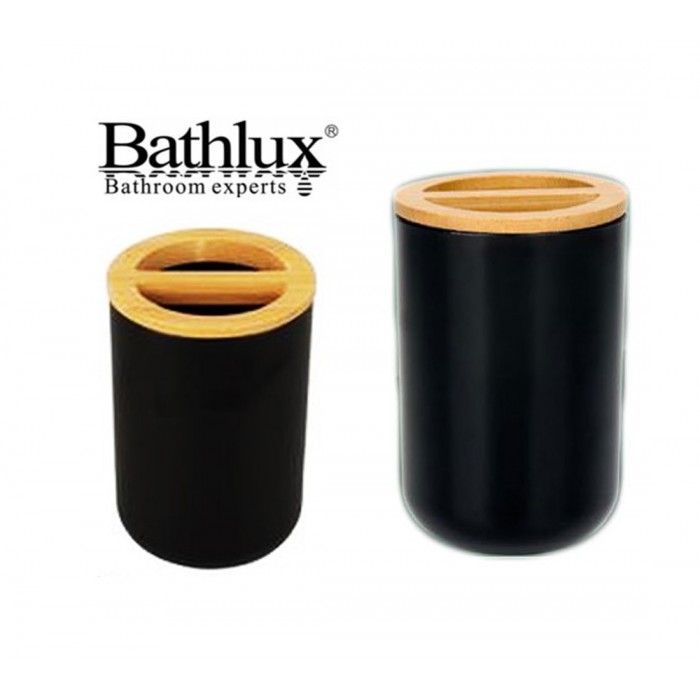 Θήκη Πλαστική για Οδοντόβουρτσες σχέδιο Wooden Black 7x10.5cm Bathlux 71325
