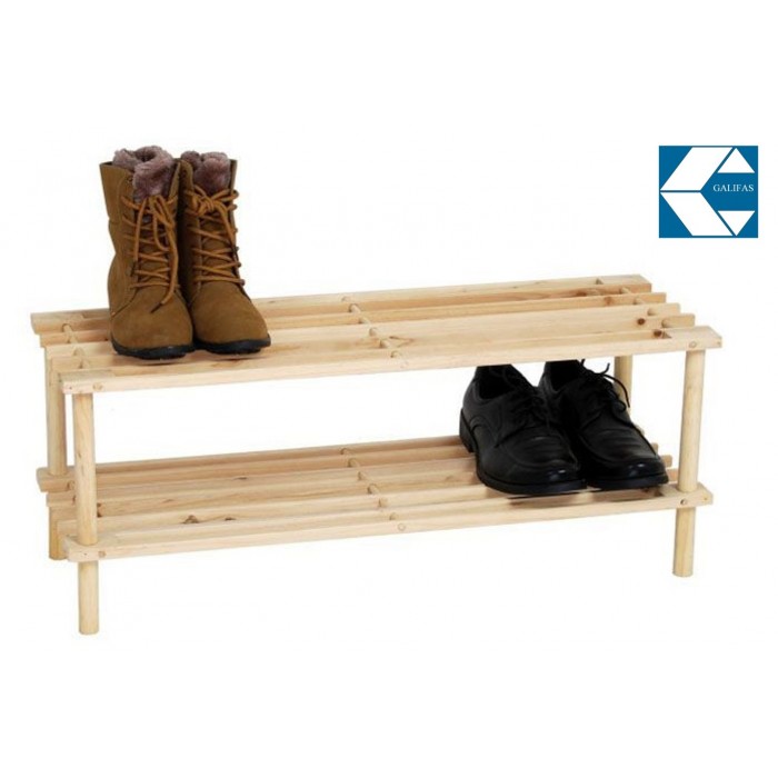 Παπουτσοθήκη Ξύλινη 2 ράφια Φυσικό 63x26x29cm