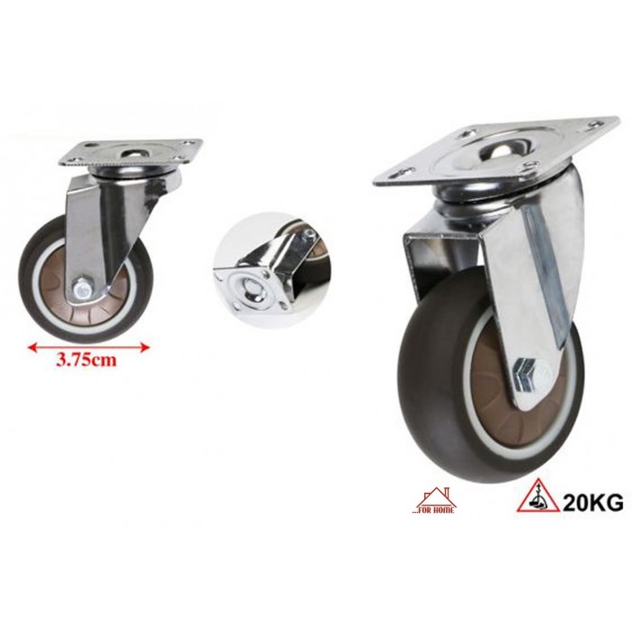 Περιστρεφόμενη Ρόδα 3.75cm με Βάση & Μέγιστο Βάρος 20 Κιλά ForHome 24008520