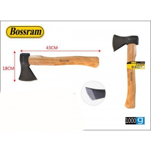 Τσεκούρι 1000g 18x43cm με ξύλινη λαβή Bossram 626445