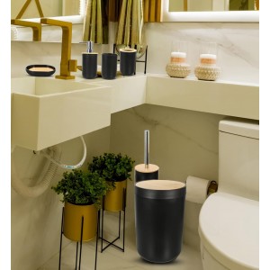 Κάδος Πλαστικό σχέδιο Wooden Black 18x26.5cm Bathlux 71329
