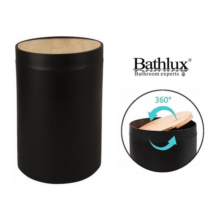 Κάδος Πλαστικό σχέδιο Wooden Black 18x26.5cm Bathlux 71329