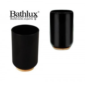 Ποτήρι Πλαστικό Μπάνιου σχέδιο Wooden Black 7x10.5cm Bathlux 71324