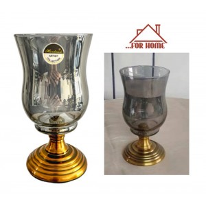 Κηροπήγιο Γυάλινο σε μεταλλική βάση 10x20cm ForHome 321513