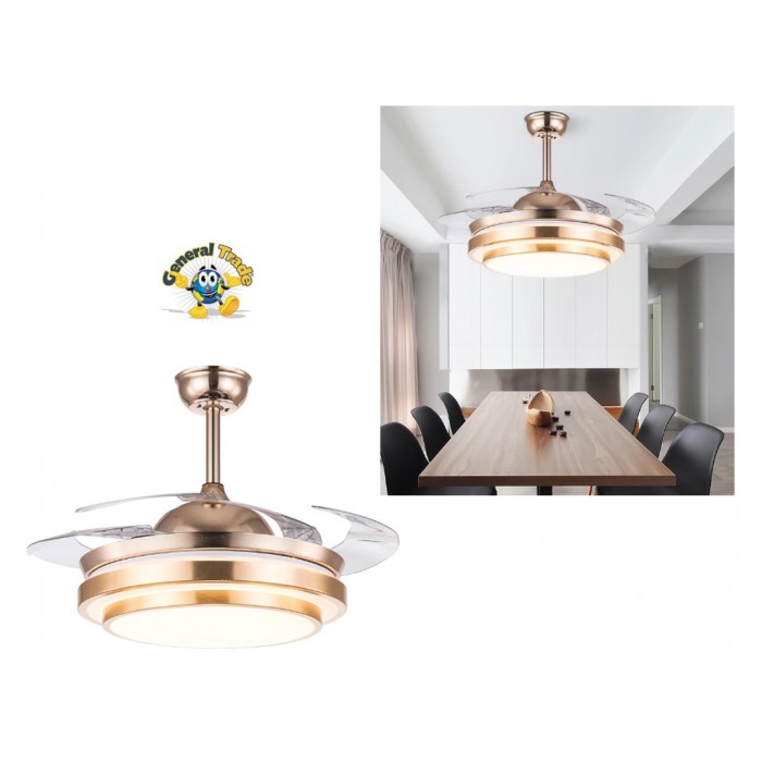 Ανεμιστήρας Οροφής 80W με φωτισμό 105x50cm Χρυσό General Trade 82024071