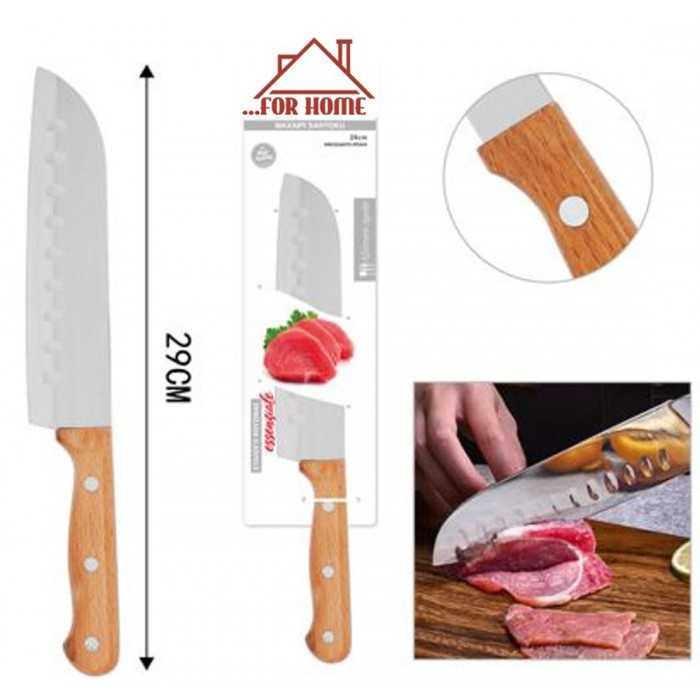 Μαχαίρι Ανοξείδωτο 29cm Santoku με ξύλινη λαβή ForHome 24005968