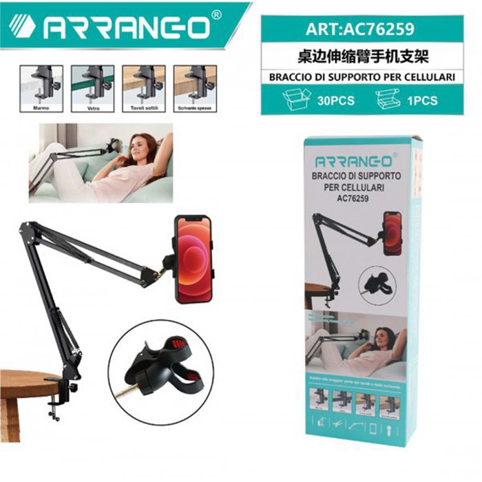 Βάση Γραφείου για Κινητό σε Μαύρο χρώμα Arrango AC76259